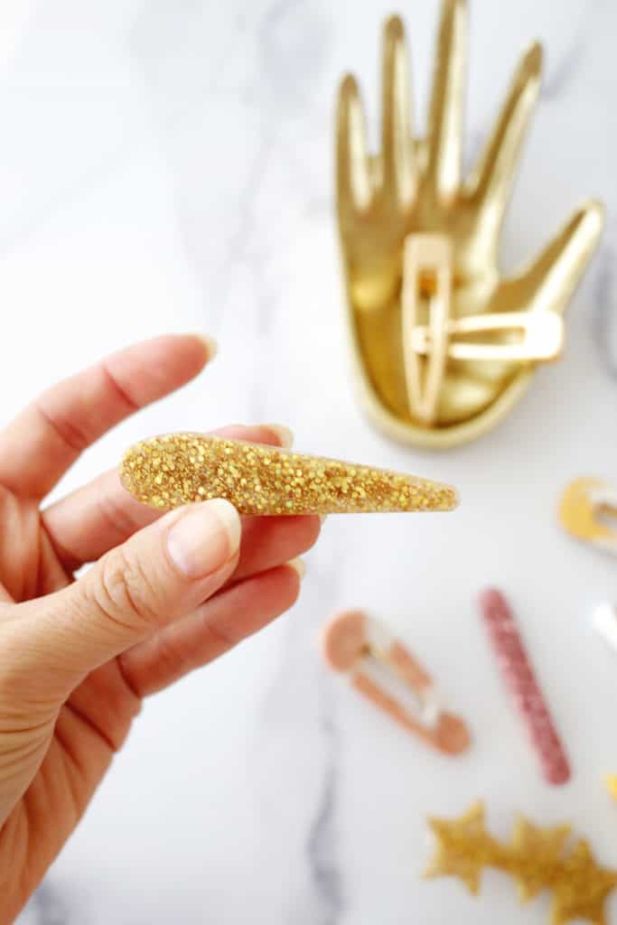 Gold glitter hair clip